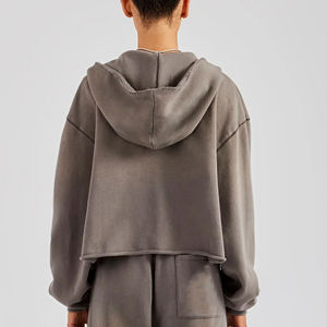 Sudadera suave y transpirable con corte holgado para mujer, top corto con capucha, tela cálida y transpirable para comodidad diaria, top corto con capucha para mujer - Product Image 2
