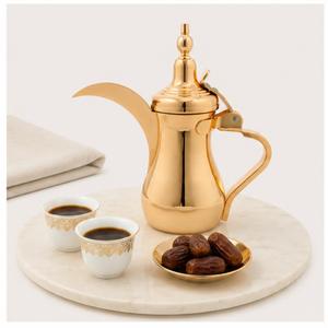Vintage xGold Plated Arabic Coffee Dallah Pot Traditional Brass Middle Eastern <b>Teapot</b> for Home Hotel and Ramadan Majlis Decor - Product Image 6