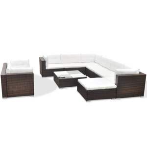 Juego de 10 Muebles de Patio Modulares Grandes de Ratán PE Marrón, Juego de Muebles Modulares Duraderos para Exteriores - Product Image 2