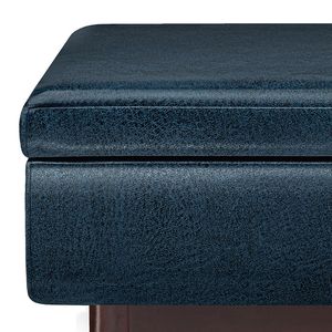 Owen Distressed Dark Blue <b>Storage</b> Ottoman Coffee Table <b>Stool</b> & Ottoman - Product Image 5