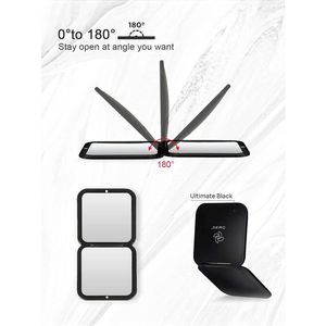 Black 30.5 Pocket Size Square Hand <b>Mirror</b> 1X/30X Folding <b>Compact</b> Makeup <b>Mirror</b> with Magnification for Travel - Product Image 3