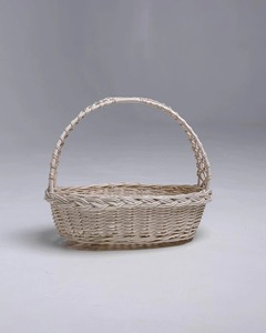 Panier en osier blanc tissé à la main avec poignée, parfait pour la décoration de mariage, les paniers de pique-nique, le rangement et les cadeaux. - Product Image 2