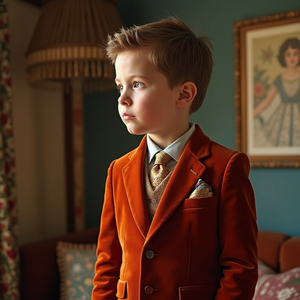 Custom Boys Burnt Orange 3 Piece Suit Formal Wedding <b>Ring</b> Bearer Party Blazer Vest Pants Set - Product Image 2