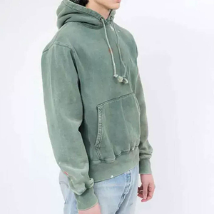 Sweat-shirt à capuche vintage délavé personnalisé avec logo, vente en gros, 400 g/m², 100 % coton, streetwear, coupe oversize pour homme, vierge - Product Image 2