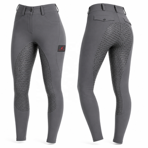 กางเกงขี่ม้าเอวสูงสำหรับผู้หญิง ผ้ายืดสแปนเด็กซ์ ไนลอน มีกระเป๋า - Product Image 4