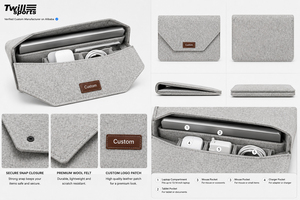 OEM Supplier Protective Wool Felt Laptop Carry Pouch Case Business <b>Computer</b> Sleeve with Custom Packaging Manufacturing Service - Product Image 5