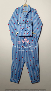 Handmade Breathable Eco-Friendly Cotton Pajama Set for Women Long Sleeve Button Shirt Classic Notch Collar Matching Full Length - Product Image 5
