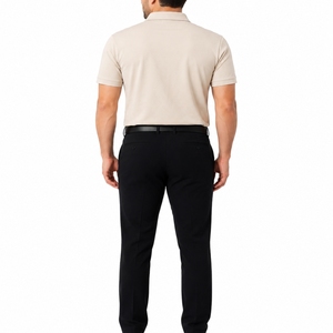 Ensemble polo et short de golf pour homme, beige, manches courtes, extensible dans quatre directions (spandex/nylon), séchage rapide, respirant, tenue décontractée de golf - Product Image 2