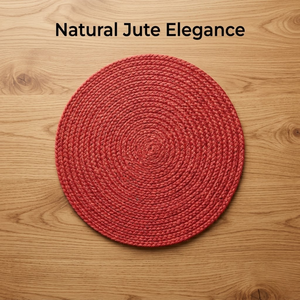 Circular Jute <b>Table</b> <b>Mat</b> Minimalist Natural Color Fringe Edge | Handmade Eco-Friendly Round Dining Placemat for Home Hotel Use - Product Image 1
