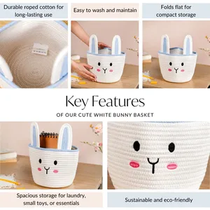 Natural Cotton <b>Storage</b> Baskets for Living Room, Bedroom, and Office Organization - Product Image 3