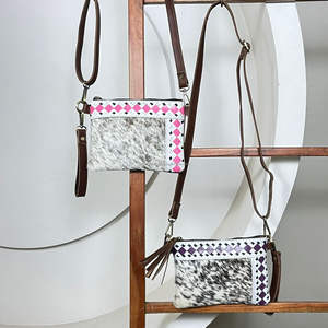 Bolso de Mano Mini de Cuero Estampado a Cuadros para Mujer con Correa para la Muñeca, Bolso de Hombro Individual de Cuero Vacuno Genuino de Alta Calidad - Product Image 4