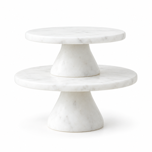 Luxury 2-Tier White <b>Marble</b> <b>Cake</b> <b>Stand</b> – Round Pedestal Dessert Display <b>Stand</b> for Weddings, Hotels & Home Decor - Product Image 1