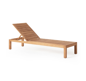 Chaise longue de jardin moderne en teck massif, réglable, avec coussin, mobilier de luxe pour piscine et jardin - Product Image 5
