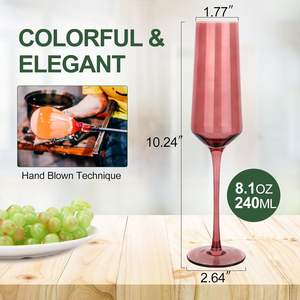 Coupe à <span class=keywords><strong>champagne</strong></span> en verre cristal vintage de luxe, personnalisable en bleu, rose, noir pour mariages et fêtes - Product Image 6