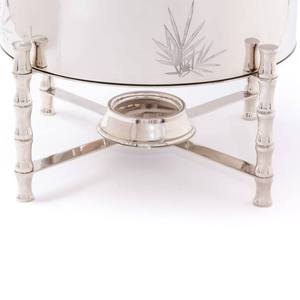 Wholesale Luxury Stainless Steel Chafing Dish Bulk Round <b>Buffet</b> Food Warmer Catering <b>Server</b> with Bamboo Design Legs and Etched - Product Image 5