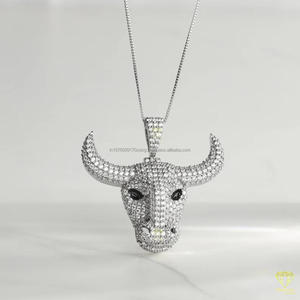 Designer Animal <b>Head</b> Pendant Necklace With Moissanite Diamonds Solid Silver Iced Out Streetwear Jewelry <b>Style</b> - Product Image 4