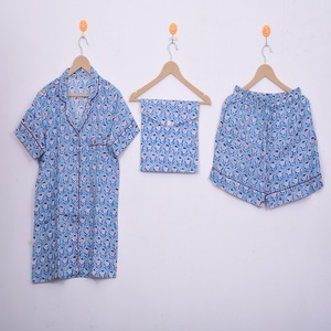 Conjunto de Pijama Corto de Algodón de Alta Calidad con Estampado Floral Hecho a Mano, Ropa de Dormir y para Estar en Casa, Precio al por Mayor Disponible - Product Image 3