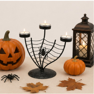 Candelabro de Halloween con Diseño de Telaraña, de Metal Negro, 3 Brazos, Estilo Gótico, para Decoración de Mesa de Fiesta Espeluznante y Centro de Mesa para Casa Encantada - Product Image 6
