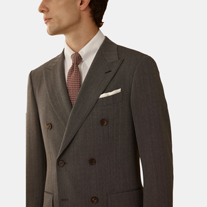 Abito da <span class=keywords><strong>Uomo</strong></span> Premium MTM Semi-Canvas in Misto Lana, Vestibilità Slim, Formale, <span class=keywords><strong>Doppiopetto</strong></span> per Business - Product Image 2