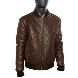 OEM Custom Wholesale <b>Men's</b> Cowskin Leather <b>Jacket</b> Brown Quilted <b>Bomber</b> Style Premium Quality Winter Outerwear Genuine Leather - Product Image 6