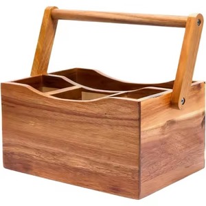 Support à couverts en bois artisanal très vendu, durable, pour mariage, repas, cuisine, avec multiples compartiments de rangement - Product Image 4