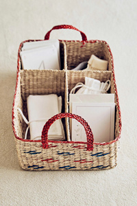 Functional <b>Rectangular</b> Seagrass Storage <b>Basket</b> With Compartments Handmade Organizer - Product Image 2