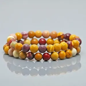 Natural Mookaite Jasper 8mm Smooth Round AA Grade Gemstone Beads <b>Stretch</b> <b>Bracelet</b> Healing Jewelry Wholesale - Product Image 3