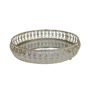 Fancy <b>Silver</b> Handmade Platter Serving <b>Trays</b> for Ramadan <b>Decoration</b> <b>Tray</b> Golden Metal Eid Ramadan <b>Decor</b> Fancy for Home Hotel Ware - Product Image 1