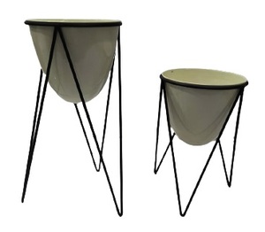 Ensemble de jardinières en métal doré antique avec support géométrique en fer, pot de fleurs moderne pour intérieur et extérieur, porte-plantes haut pour salon - Product Image 2