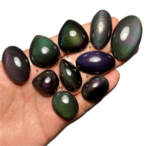 Eye <b>Rainbow</b> Obsidian Cabochon Loose Gemstone Jewelry Making Stone for Ring Pendant Necklace Bracelet - Product Image 1