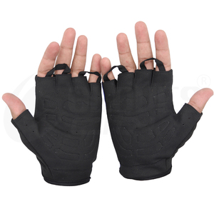 Guantes profesionales de levantamiento de pesas de medio dedo para hombres y mujeres, correa ajustable incorporada negra para entrenamiento de ejercicio de gimnasio - Product Image 2