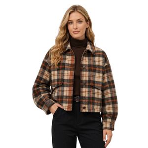Blazer de lana para mujer, corte regular, tejido, con cuello de solapa, manga larga, doble botonadura, grueso, para invierno - Product Image 5