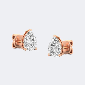 Boucles d'oreilles clous en diamant taille poire 1,00 CTW, pointe en V, D-E-F VVS-VS, cultivées en laboratoire, or 14K certifié, bijoux de luxe durables, coffret cadeau - Product Image 1