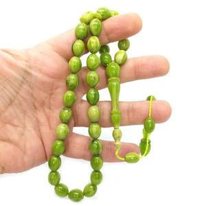 Tasbih Islámico Ecológico de Resina Ámbar de 10 mm, Rosario Musulmán Personalizable, Hecho a Mano - Product Image 1