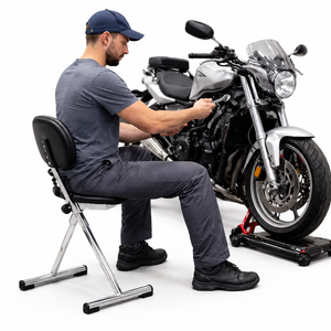 Tabouret de garage ergonomique pliable en acier inoxydable avec dossier réglable pour mécanicien, réparation automobile et moto GAPGAR037 - Product Image 1
