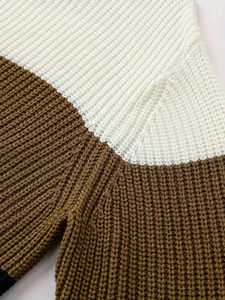 Pull en maille côtelé à col rond pour homme, coupe ajustée, color block, rayé, décontracté, chaud, pour l'hiver, tricot tendance pour homme - Product Image 4