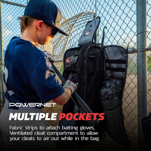 Black <b>Wheeled</b> Catcher's Gear <b>Bag</b> With Multiple Pockets For Baseball And Softball Equipment - Product Image 6