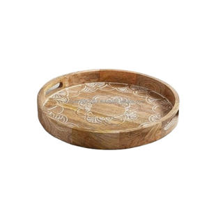Design moderne dernier plateau en bois de forme ronde assiette de service en bois dernier plateau pour servir des aliments en gros prix bon marché - Product Image 1
