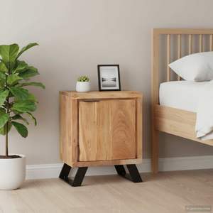 ตู้ข้างเตียงไม้เนื้อแข็งอะคาเซียสีธรรมชาติขนาดกลาง - Product Image 1
