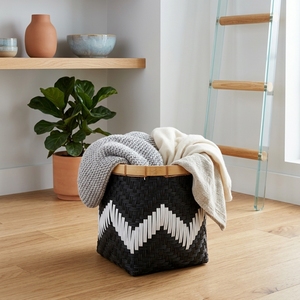 Cesta Ombak de Fibra Natural Tejida, Contenedor de Almacenamiento, Maceta con Diseño Chevron, Organizador Decorativo para el Hogar, Cesto para Ropa - Product Image 4