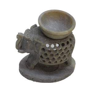Elephant Shape Soapstone <b>Oil</b> <b>Burner</b> | Hand Carved Aromatherapy <b>Essential</b> <b>Oil</b> & Wax <b>Burner</b> <b>for</b> Home Décor - Product Image 1