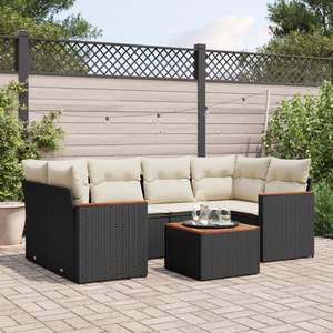 Black <b>Rattan</b> Garden <b>Sofa</b> Set 6 Seater Weather Resistant Outdoor Furniture Contemporary Design - Product Image 1
