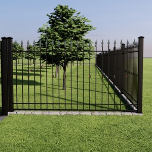 Modern Wrought Iron Fencing Clean Vertical <b>Bars</b> Powder Coated Eco-Friendly for Villas Offices Gardens Contemporary Exteriors - Product Image 2