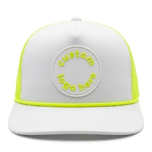 Gorra Trucker OEM de 5 Paneles con Parche de Goma, Malla, Cierre Ajustable, Cuerda y Visera Curva, Logotipo Personalizado, Venta al por Mayor de Fábrica - Product Image 1