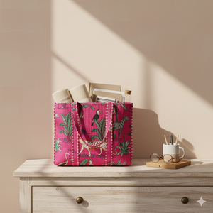 Luxury Jungle Animal Print Cotton Lightweight <b>Long</b> Handle Tote <b>Bag</b> For Women Travel Shopping Everyday Use <b>Bag</b> - Product Image 1
