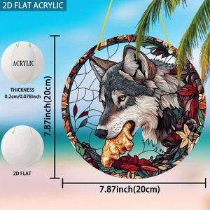 CIFbuy Decorazione Murale Floreale Autunnale Bohemien con Lupo in Acrilico, Tessuta a Mano, Verticale, per Arredamento Casa, Regalo di Ringraziamento, Servizio di Ritiro - Product Image 2