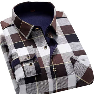 Chemise à carreaux décontractée pour homme RNSHANGER, automne-hiver, chaude, tendance, épaisse, couleur unie, manches longues, polyester, flanelle simple, respirante - Product Image 3