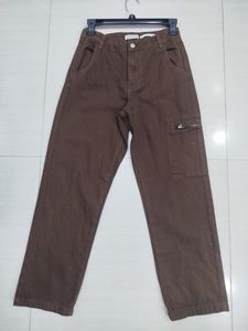 <b>Brown</b> <b>Men's</b> Mid Waist Midweight <b>Cargo</b> Pants Straight Leg Trousers Zipper Fly Casual Workwear Streetwear - Product Image 1