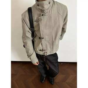 Chaqueta Bomber con Hebilla de Primavera 2026, Estilo Chino Tangzhuang, Cuello Alto, Cierre de Cremallera, Ropa Casual de Calle para Hombre - Product Image 3