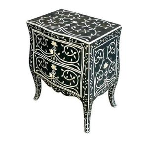 Designer Bone Inlay Bedside Nightstand with Adjustable Height Modular Storage Drawer <b>for</b> Bedroom Living Room Hotel Apartment - Product Image 3